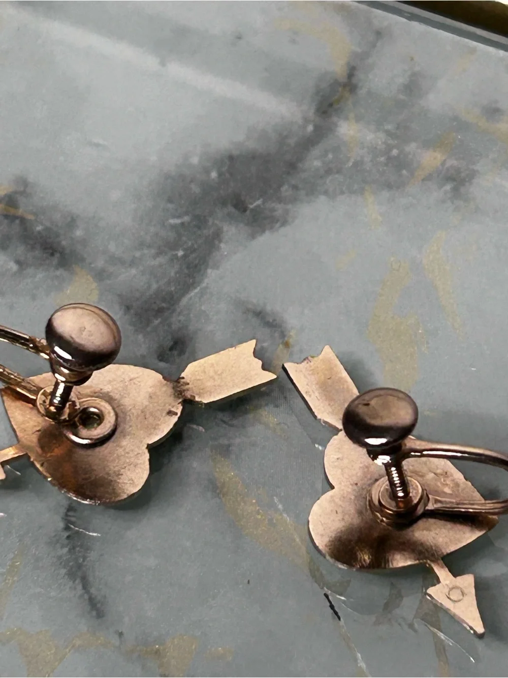 Vintage Silver Heart Earrings mother of Pearl